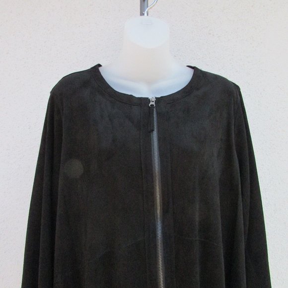 Democracy black faux suede fringe jacket 1X - Picture 4 of 8